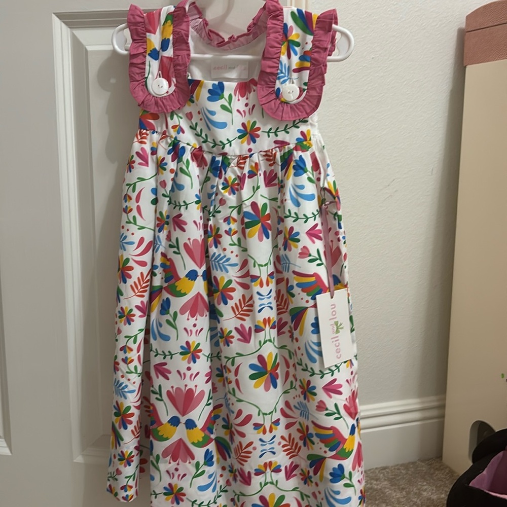 NWT Cecil & Lou Multicolor Floral Ruffle Strap Kids Dress size 7